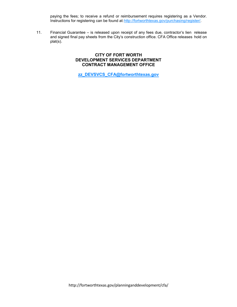 Community Facilities Agreement Application - City of Fort Worth, Texas, Page 7