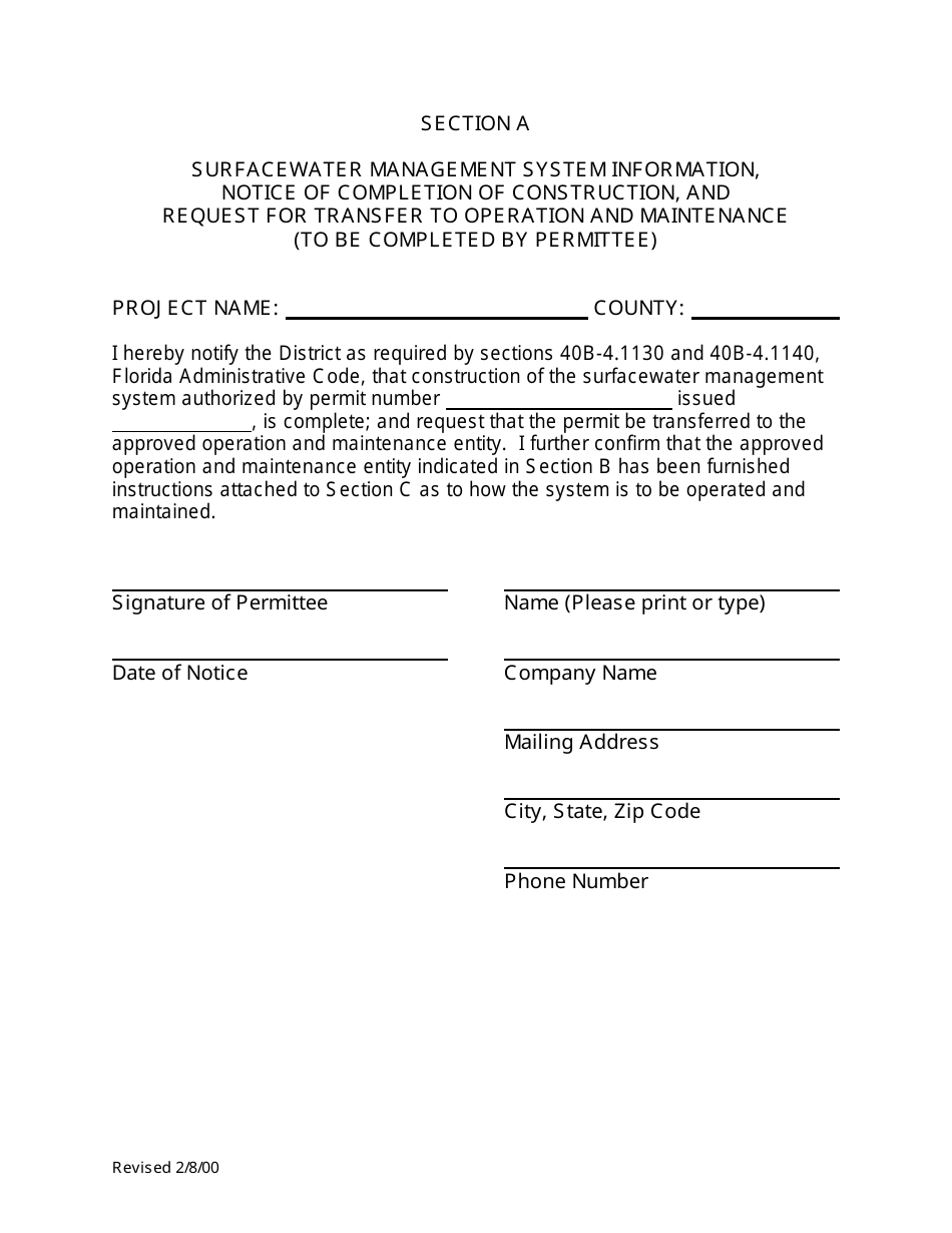 Florida Surfacewater Management System Information Notice of Florida Surfacewater Management System Information Notice of