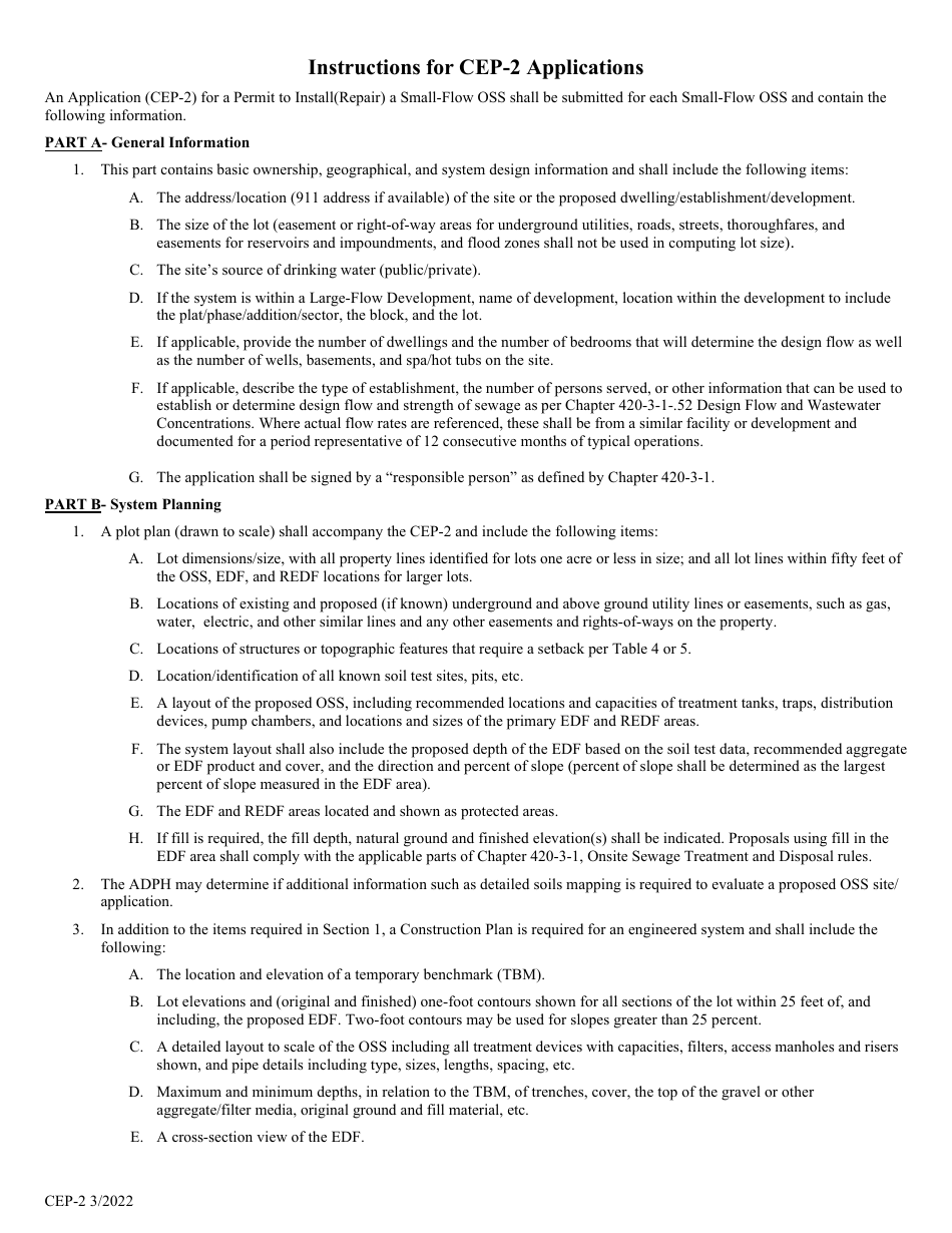 Form CEP-2 Application for a Permit to Install (Repair) - Alabama, Page 1
