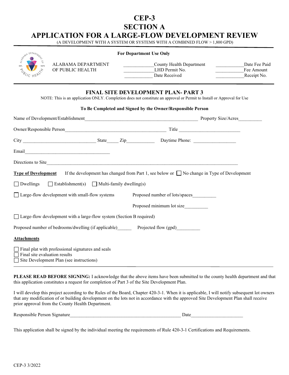 Form CEP-3 Section A Application for a Large-Flow Development Review - Alabama, Page 5
