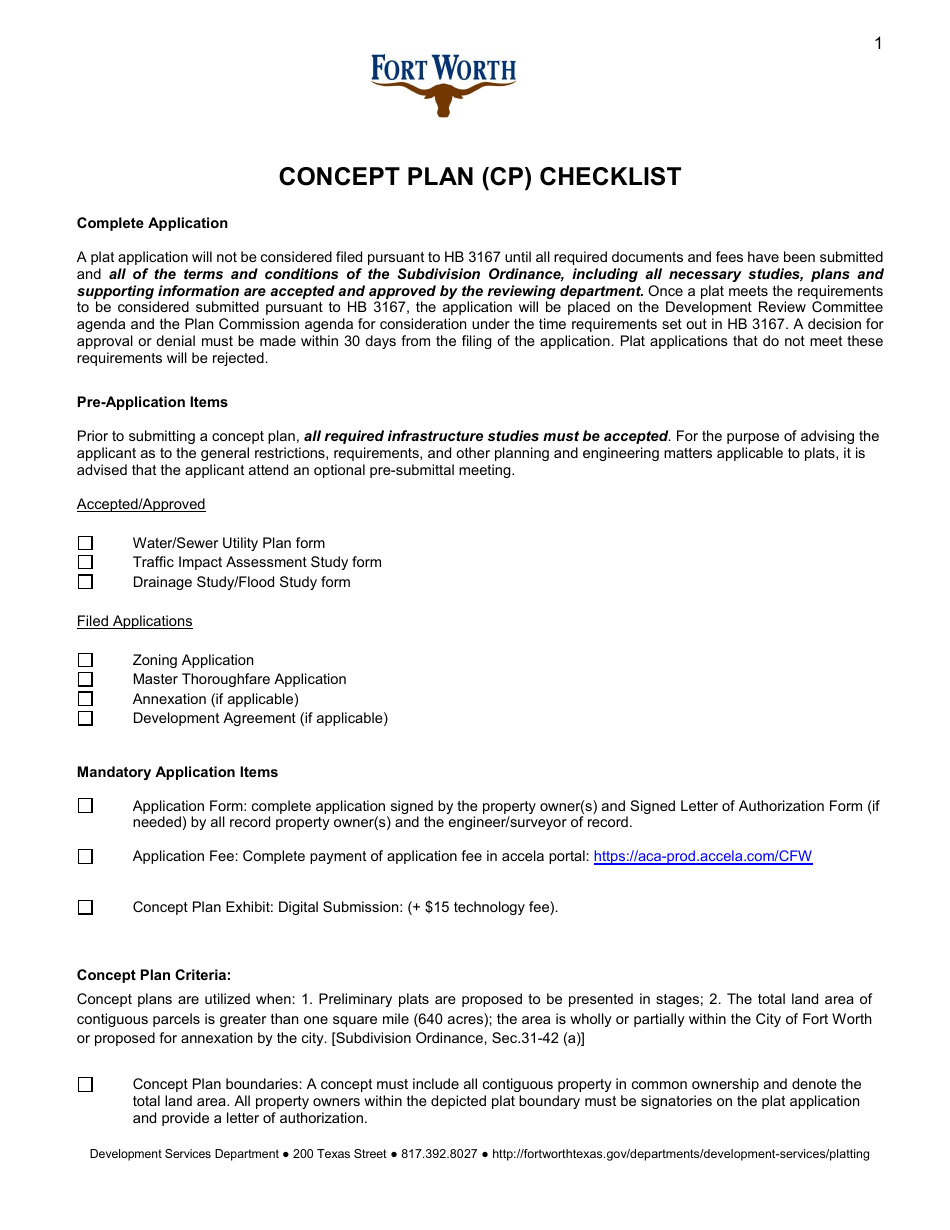 Concept Plan Application - City of Fort Worth, Texas, Page 3