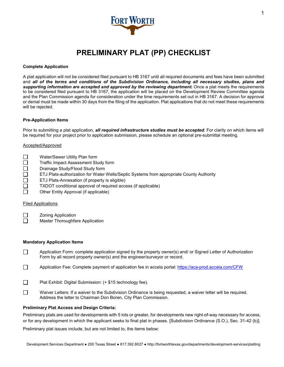 Preliminary Plat Application - City of Fort Worth, Texas, Page 3