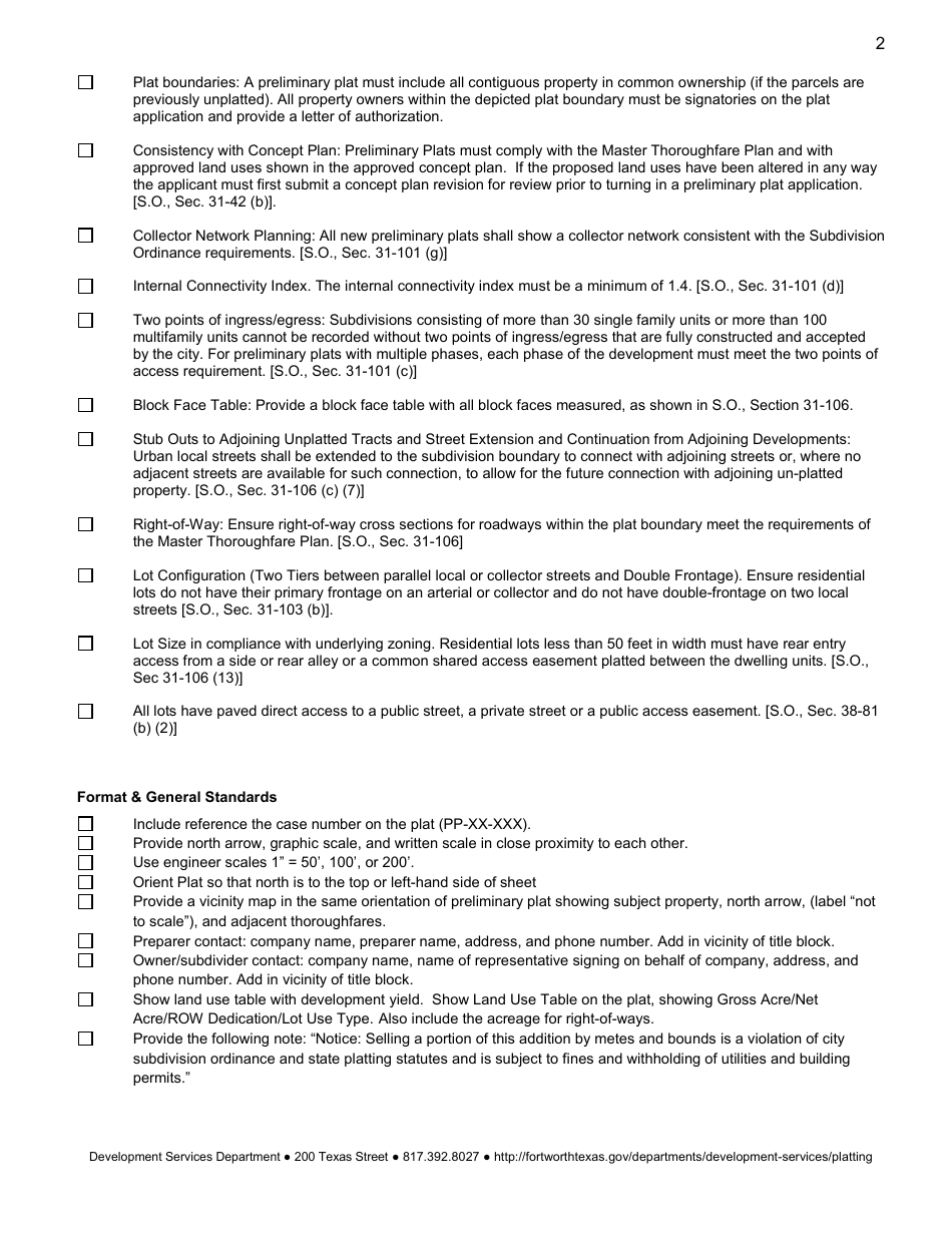 Preliminary Plat Application - City of Fort Worth, Texas, Page 4