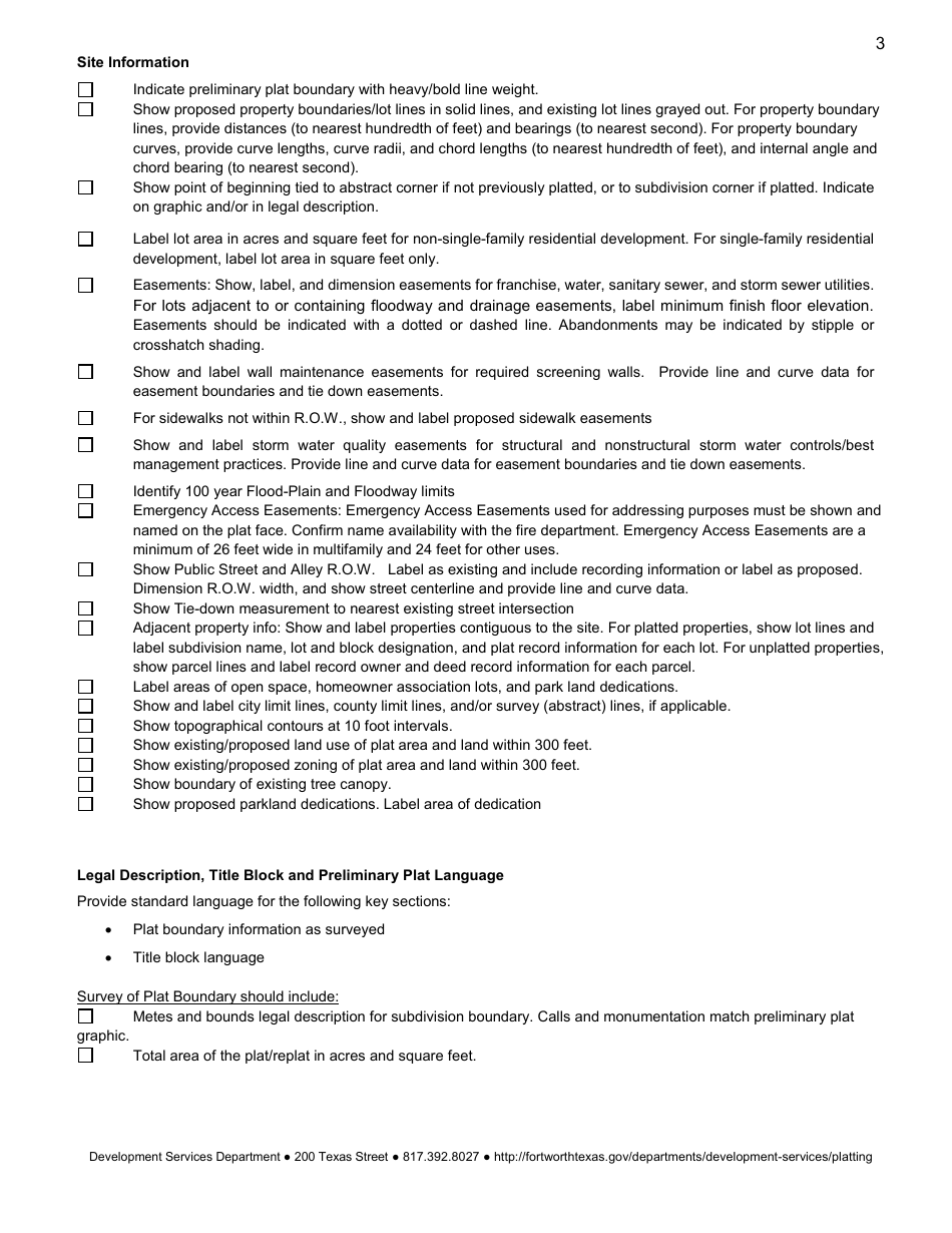 Preliminary Plat Application - City of Fort Worth, Texas, Page 5