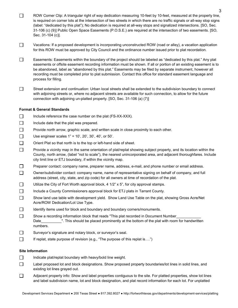 Application for Subdivision Plat Approval - City of Fort Worth, Texas, Page 5