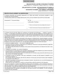 Document preview: Form SJ-753B Victim Impact Statement - Quebec, Canada (English/French)