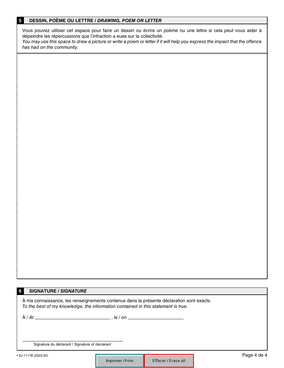 Form SJ-1117B (34.3) Community Impact Statement - Quebec, Canada (English / French), Page 4