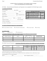 Document preview: Verification of Experience for Renewal/Rank Change of Occupation-Based Certifications - Kentucky