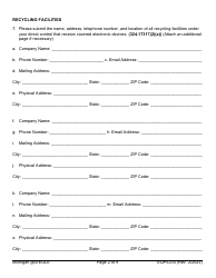 Form EQP5234 Electronic Device Recycler Registration Form - Michigan, Page 2