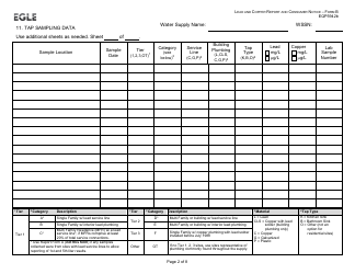 Form B (EQP5942B) Lead and Copper Report and Consumer Notice for Community Water Supply - Supplies Without Lead Service Lines - Michigan, Page 2