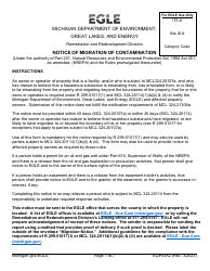 Form EQP4482 Notice of Migration of Contamination - Michigan