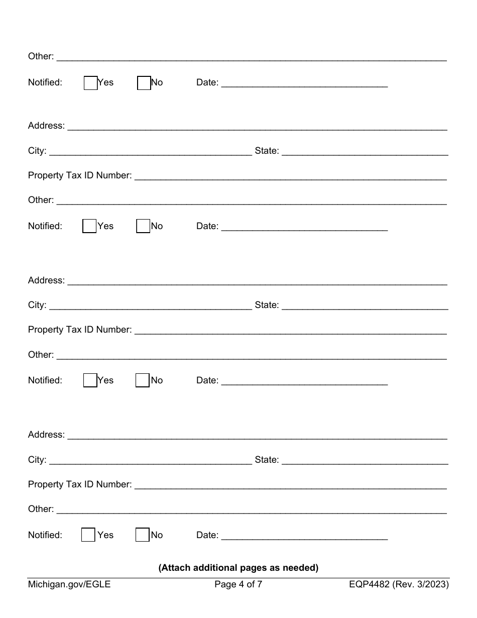 Form EQP4482 Notice of Migration of Contamination - Michigan, Page 4