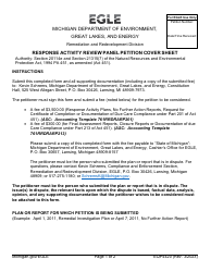 Document preview: Form EQP4420 Response Activity Review Panel Petition Cover Sheet - Michigan