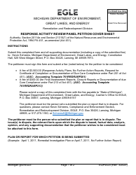 Form EQP4420 Response Activity Review Panel Petition Cover Sheet - Michigan