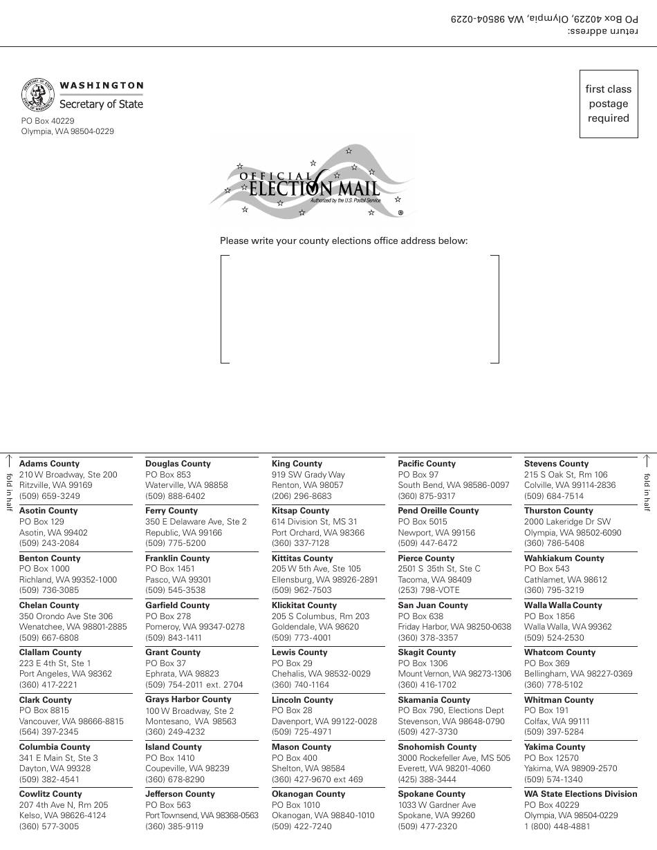 Washington Washington State Voter Registration Form Download Printable