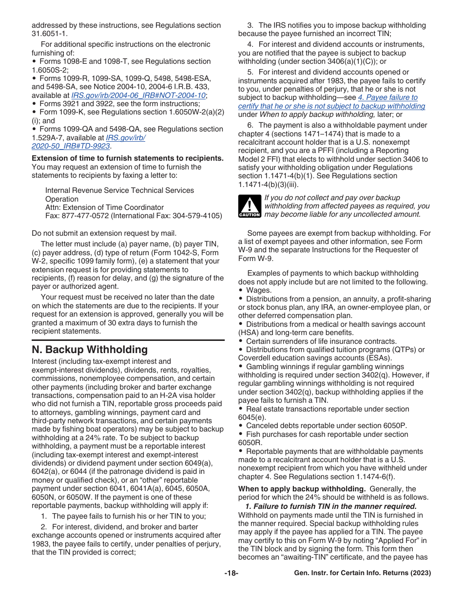 Instructions for IRS Form 1096, 1097, 1098, 1099, 3921, 3922, 5498, W-2G, Page 18