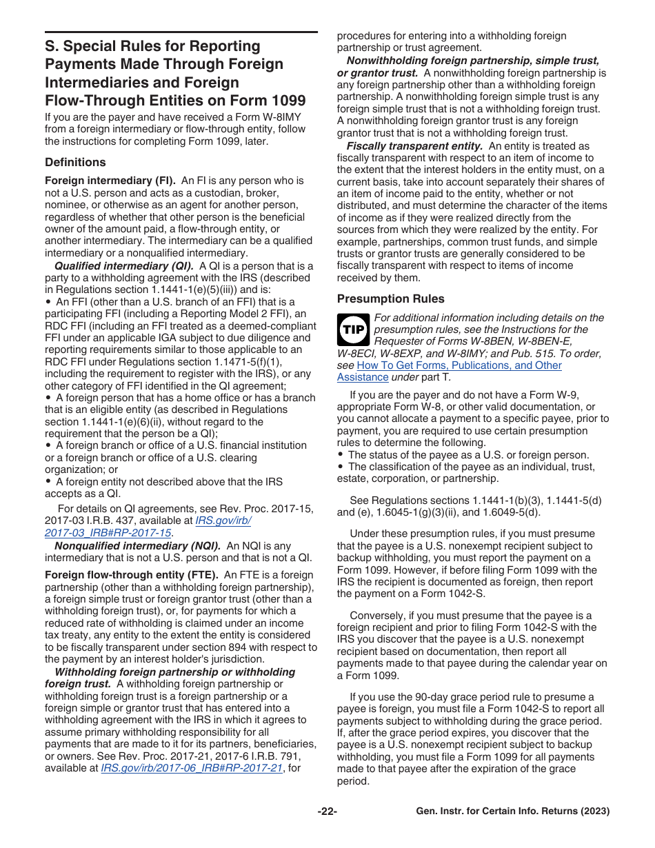 Instructions for IRS Form 1096, 1097, 1098, 1099, 3921, 3922, 5498, W-2G, Page 22