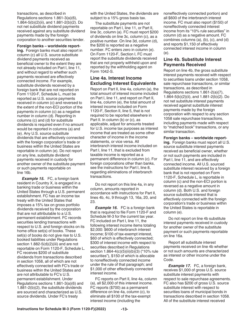 Instructions for IRS Form 1120-F Schedule M-3 Net Income (Loss) Reconciliation for Foreign Corporations With Reportable Assets of $10 Million or More, Page 13