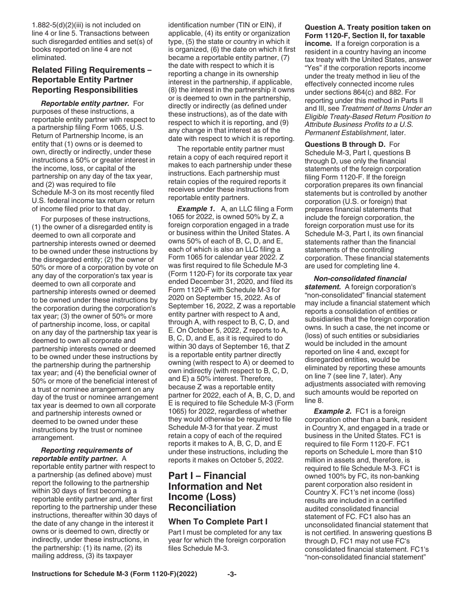 Instructions for IRS Form 1120-F Schedule M-3 Net Income (Loss) Reconciliation for Foreign Corporations With Reportable Assets of $10 Million or More, Page 3