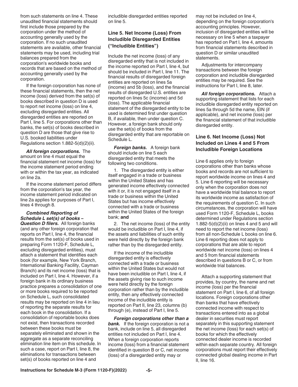 Instructions for IRS Form 1120-F Schedule M-3 Net Income (Loss) Reconciliation for Foreign Corporations With Reportable Assets of $10 Million or More, Page 5