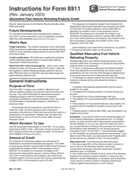 Instructions for IRS Form 8911 Alternative Fuel Vehicle Refueling Property Credit