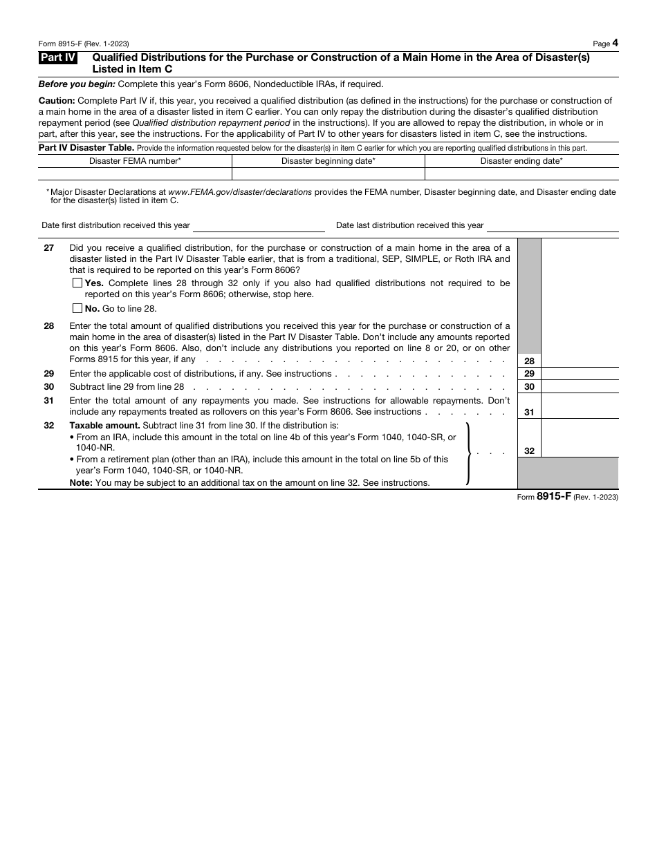 IRS Form 8915-F Qualified Disaster Retirement Plan Distributions and Repayments, Page 4