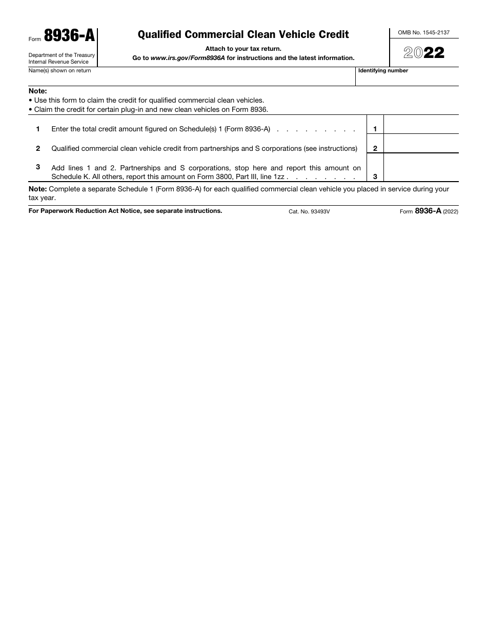 Irs Form 8936 A 2022 Fill Out Sign Online And Download Fillable