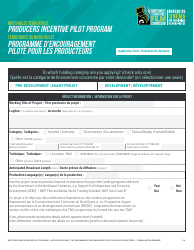 Producers Incentive Pilot Program Application Form - Northwest Territories, Canada (English/French)