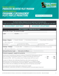 Document preview: Producers Incentive Pilot Program Application Form - Northwest Territories, Canada (English/French)