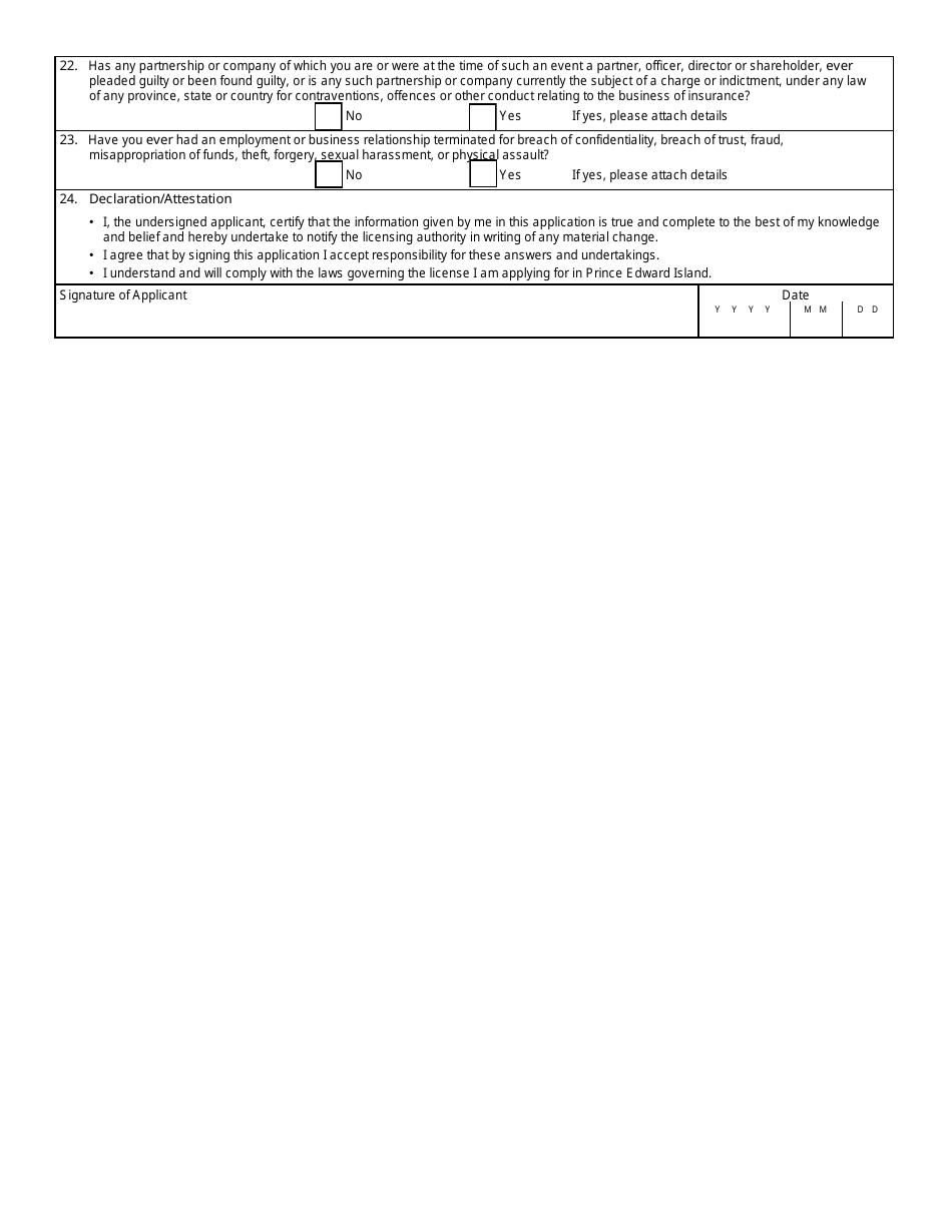 Application for Adjusters License - Prince Edward Island, Canada, Page 3