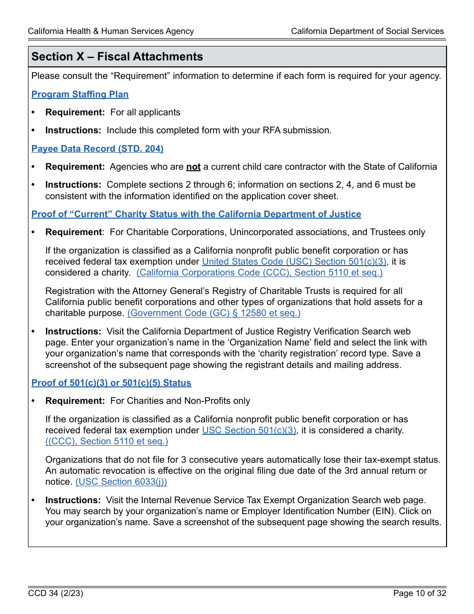 Form CCD34 General Child Care and Development Program Expansion Funds Request for Applications - California, Page 10