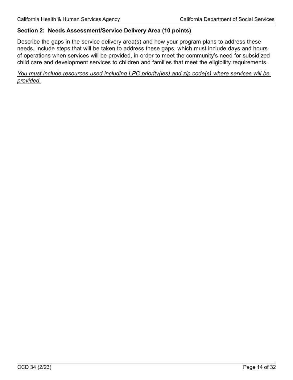 Form CCD34 General Child Care and Development Program Expansion Funds Request for Applications - California, Page 14