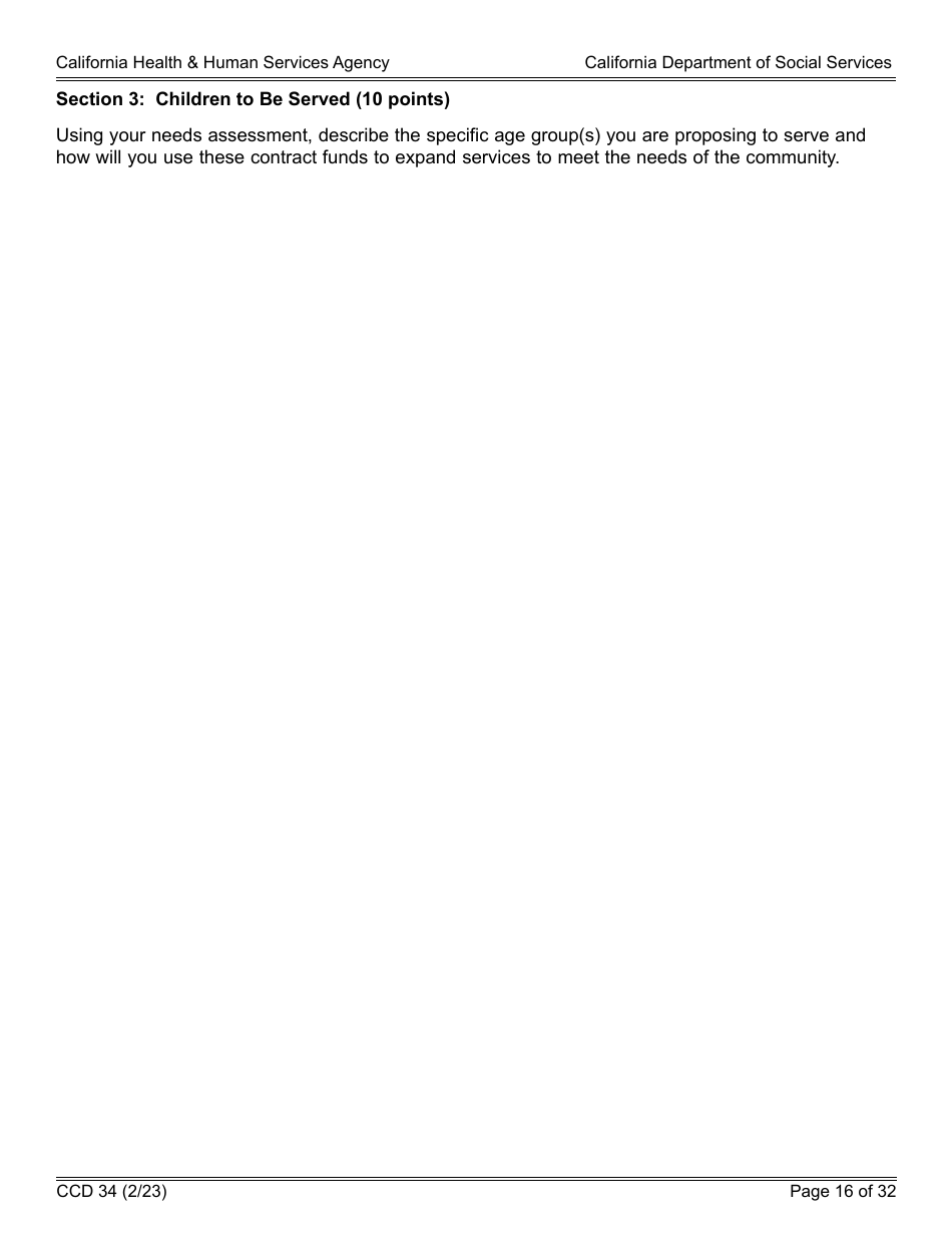 Form CCD34 General Child Care and Development Program Expansion Funds Request for Applications - California, Page 16