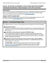 Form CCD34 General Child Care and Development Program Expansion Funds Request for Applications - California
