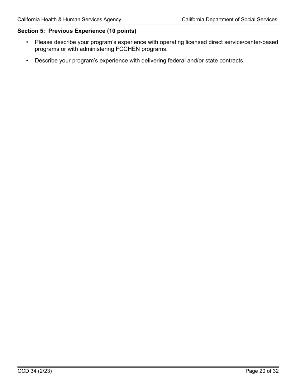 Form CCD34 General Child Care and Development Program Expansion Funds Request for Applications - California, Page 20