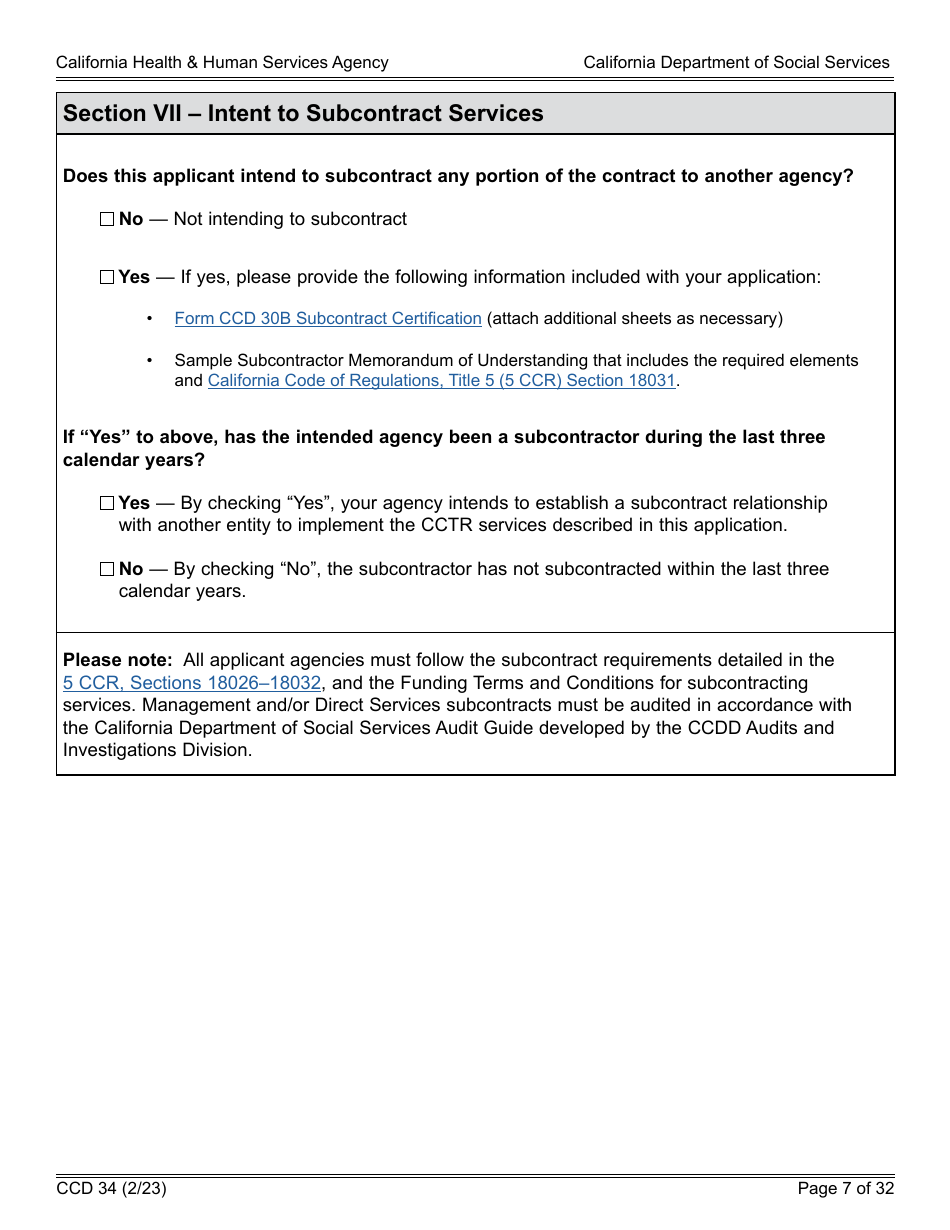 Form CCD34 General Child Care and Development Program Expansion Funds Request for Applications - California, Page 7