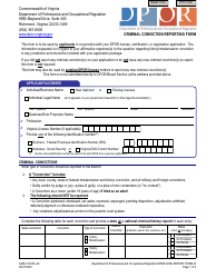 Document preview: Form A406-01CCR Criminal Conviction Reporting Form - Virginia