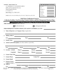 Document preview: Form 7453 Solid Waste Notification Form for Collection Facilities, Non-processing Transfer Stations, and Best Management Practices Plans - Louisiana