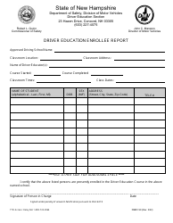 Document preview: Form DSMV99 Driver Education Enrollee Report - New Hampshire