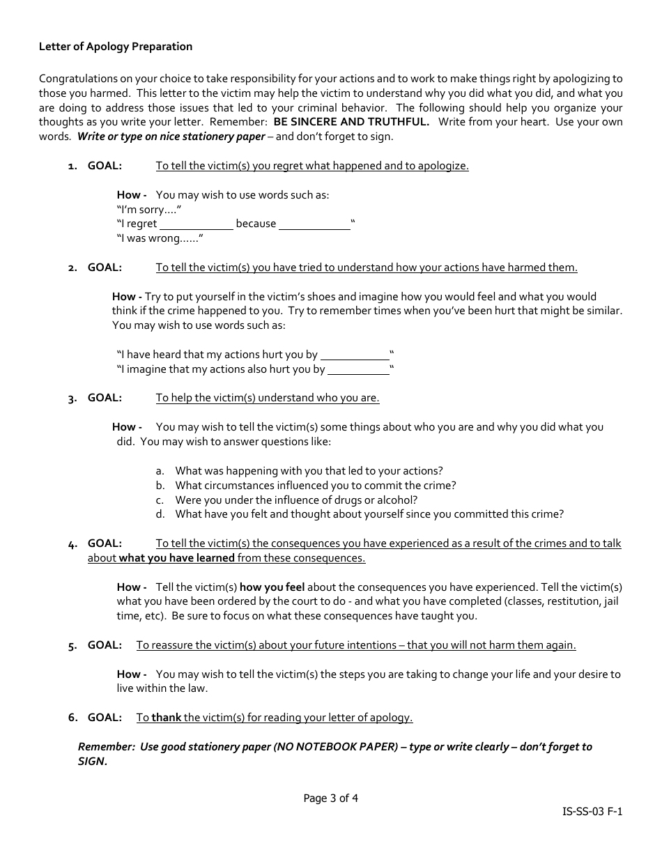 Apology Letter Cover Sheet - Iowa, Page 3