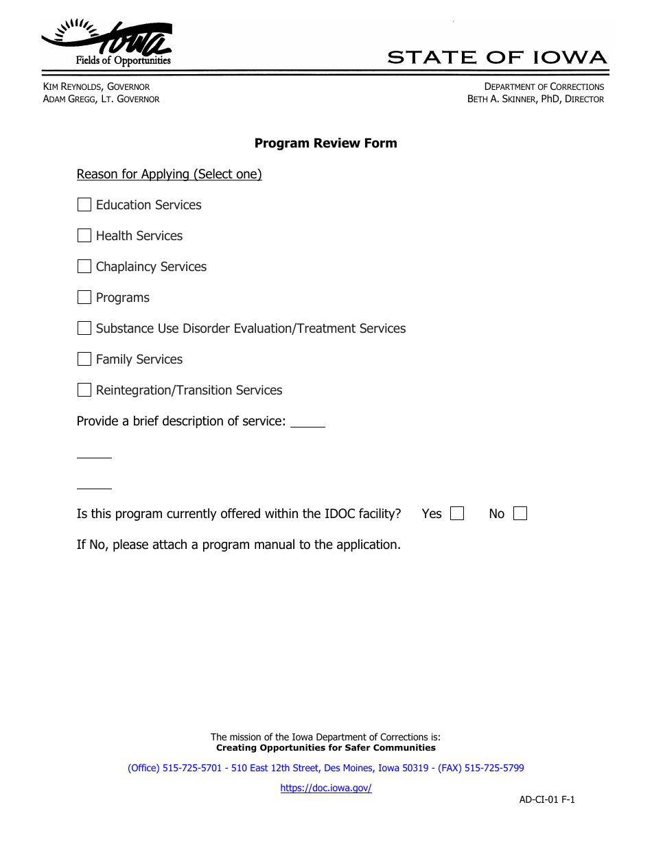 Volunteer Application Form - Iowa, Page 1