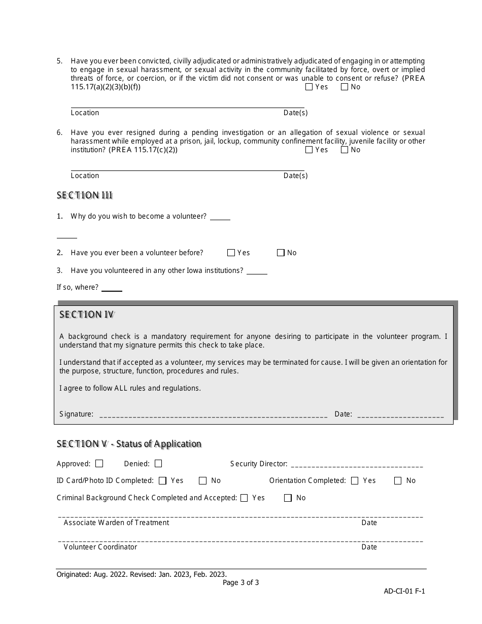 Volunteer Application Form - Iowa, Page 3