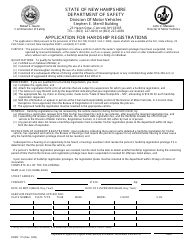 Document preview: Form RDMV115 Application for Hardship Registrations - New Hampshire