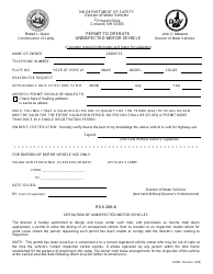 Document preview: Form RDMV354 Permit to Operate an Uninspected Motor Vehicle - New Hampshire
