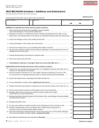 Document preview: Form 3423 Schedule 1 Additions and Subtractions - Michigan