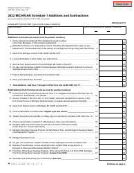 Form 3423 Schedule 1 Additions and Subtractions - Michigan