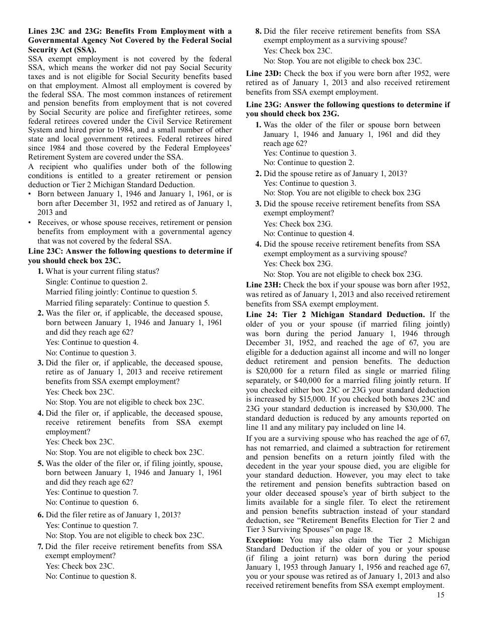 Instructions for Form 3423 Schedule 1 Additions and Subtractions - Michigan, Page 4