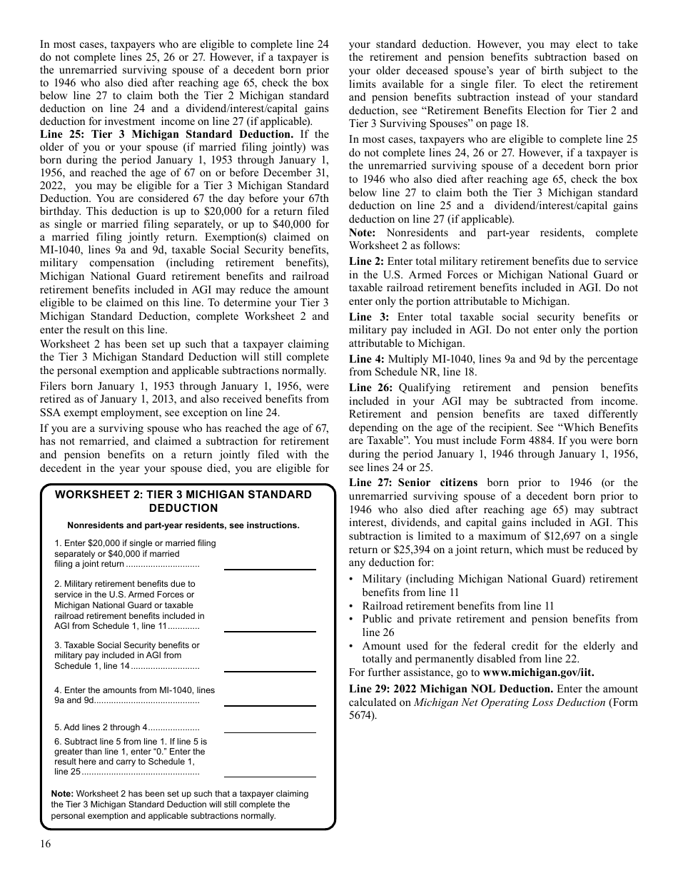 Instructions for Form 3423 Schedule 1 Additions and Subtractions - Michigan, Page 5