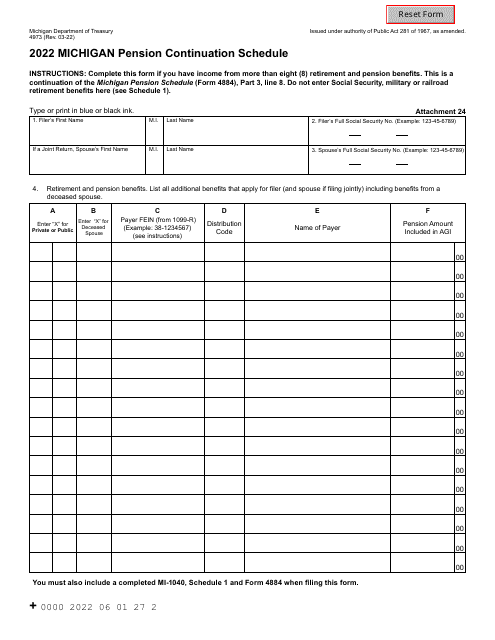 Form 4973  Printable Pdf