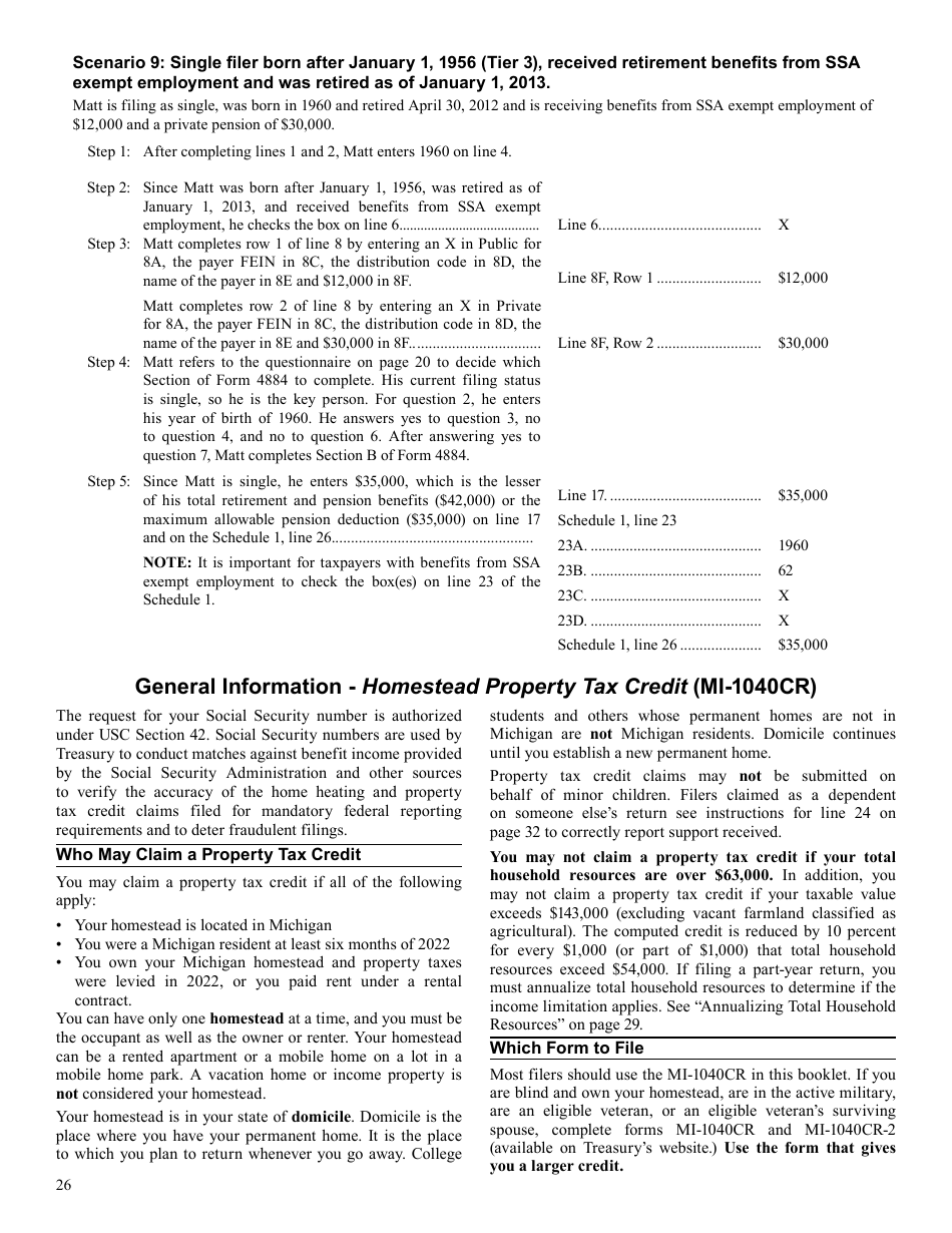 Instructions for Form 4884 Pension Schedule - Michigan, Page 10